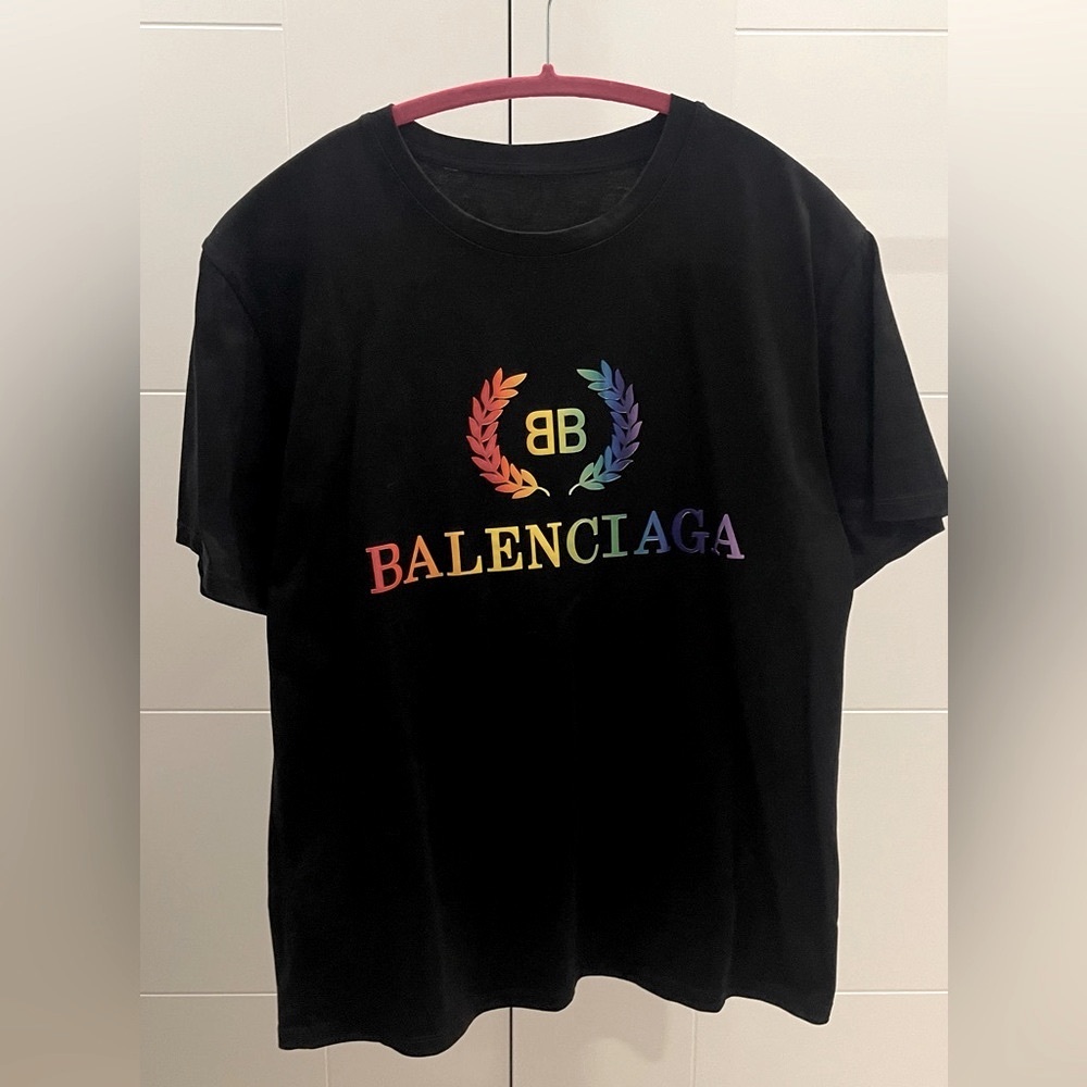 Black Tee with Multicolor Logo Size L